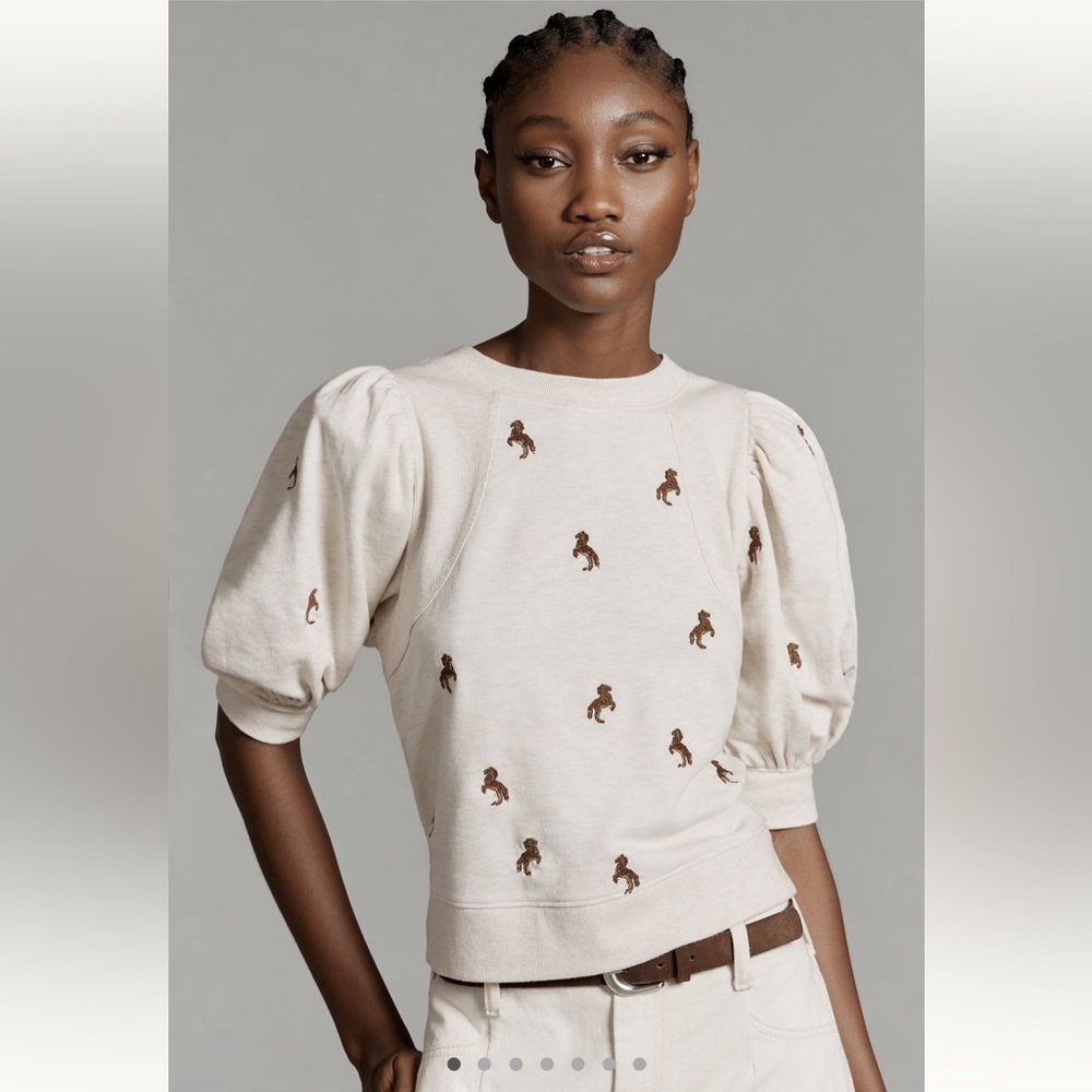 Maeve Puff Short-Sleeve Sweatshirt NWT Size Small